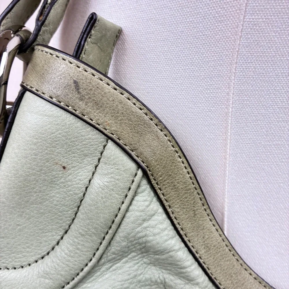 B. Makowsky Shoulder Bag Oversized Genuine Leather Mint Green Slouchy Boho Hobo